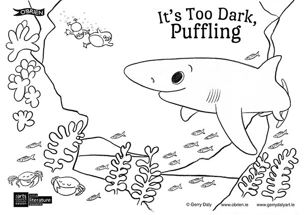 Its Too Dark Puffling colour in PDF of the Pufflings with a blue shark