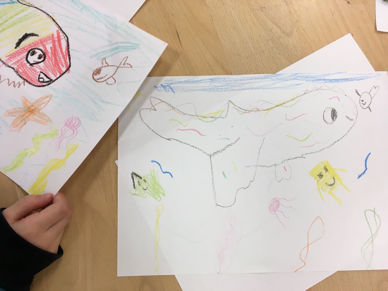 Child's drawing of Finn the whale
