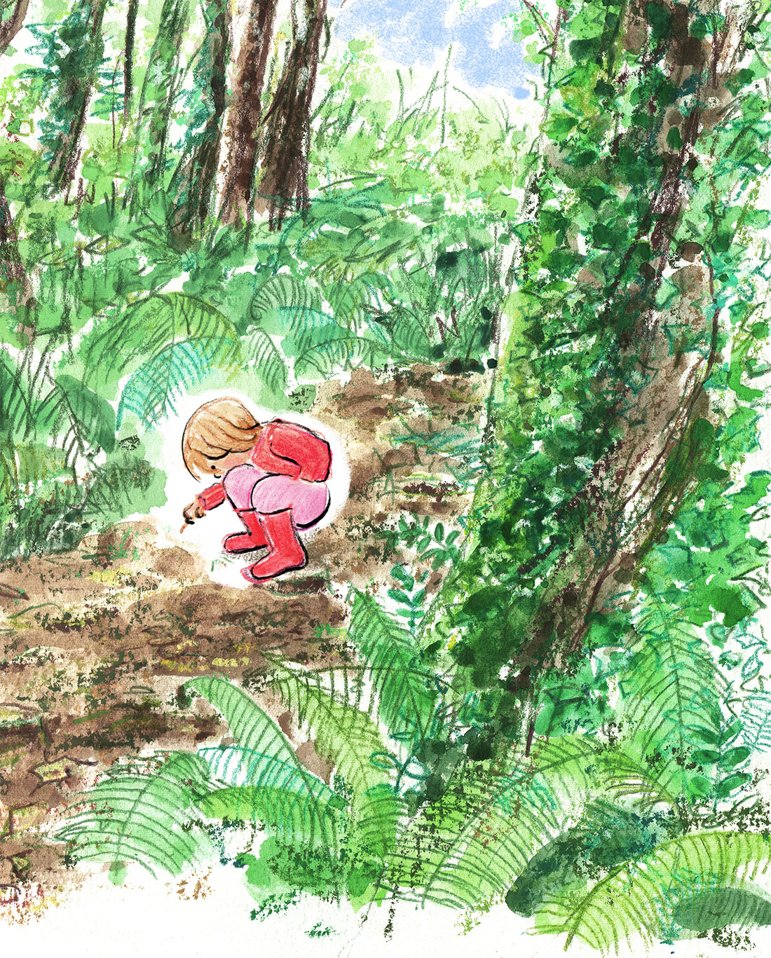 Three boys are running through autumn leaves in the park and kicking them in the air