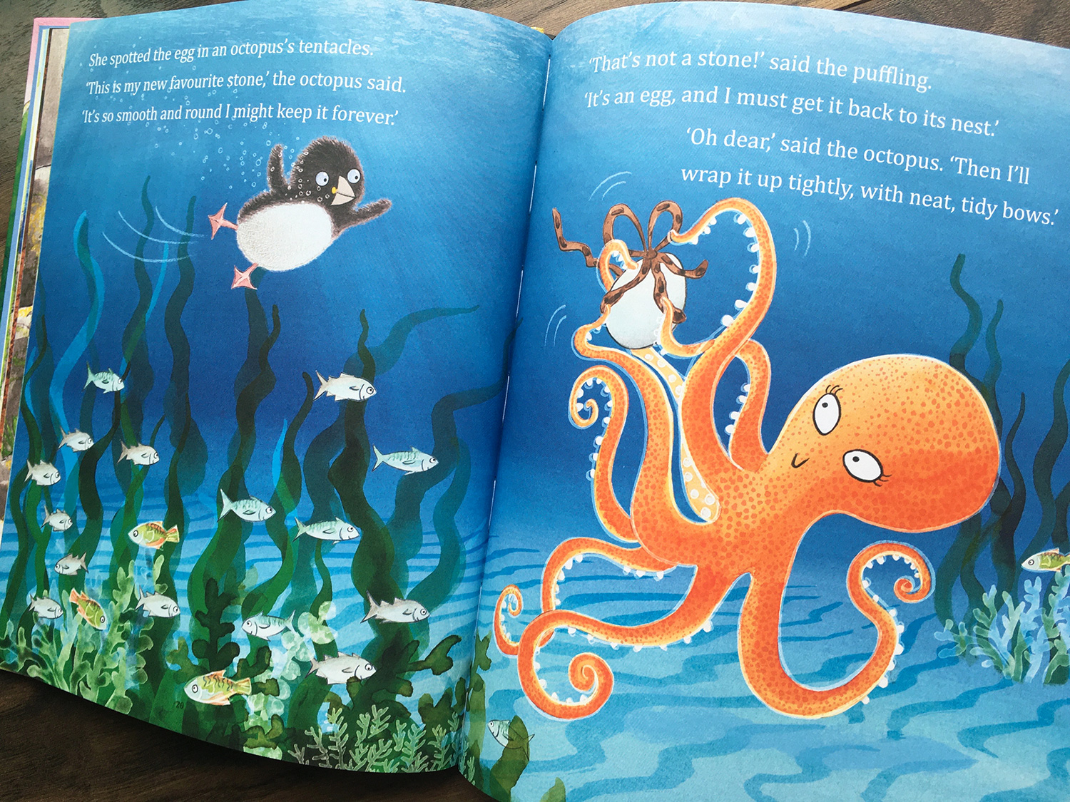 Puffling And The Egg scene where Puffling meets an octopus