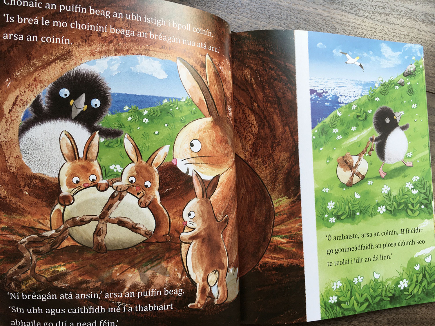 Puffling And The Egg scene where Puffling meets rabbits in their burrow