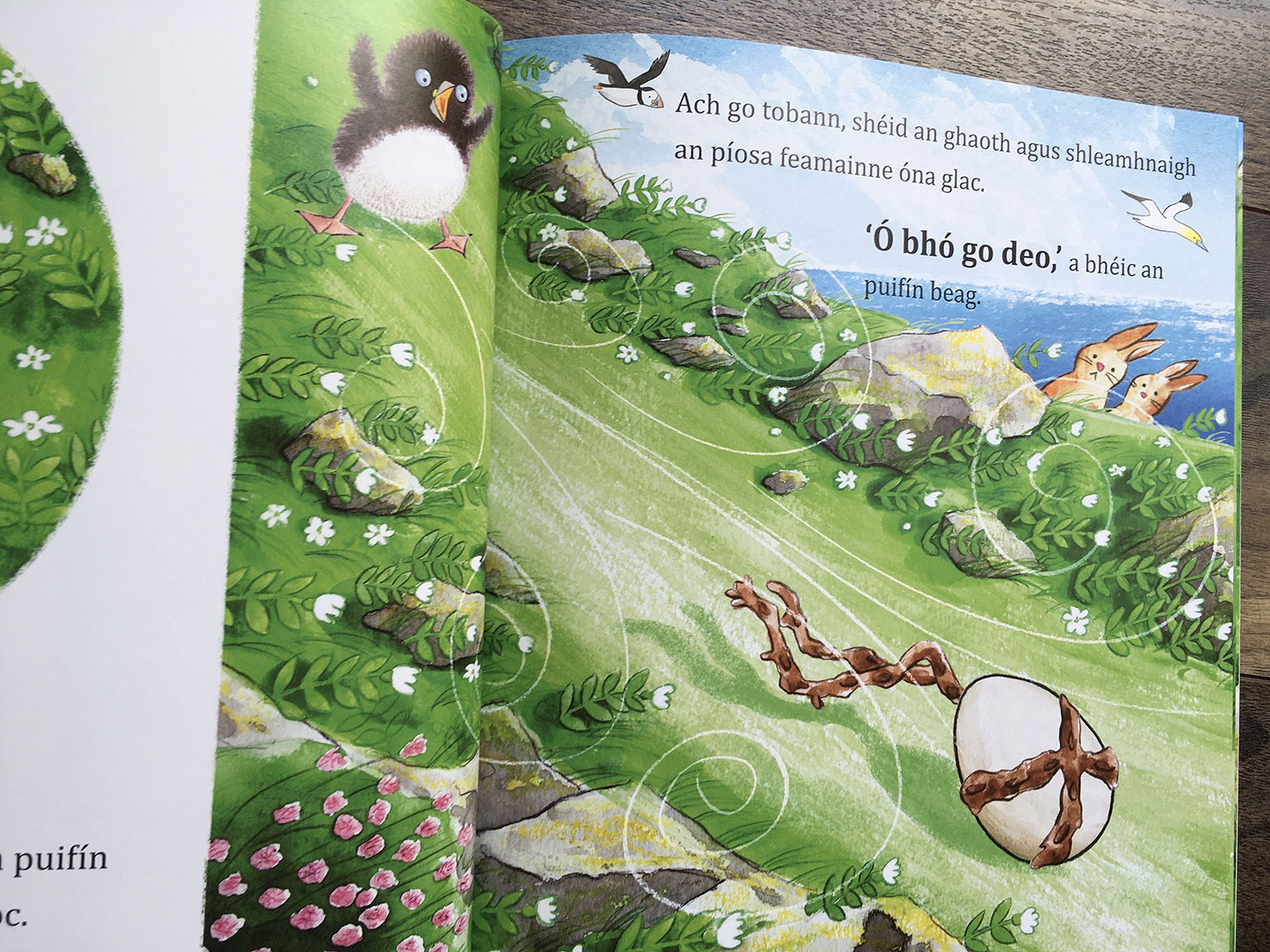 Puffling And The Egg scene where the wind blows the egg down a hill