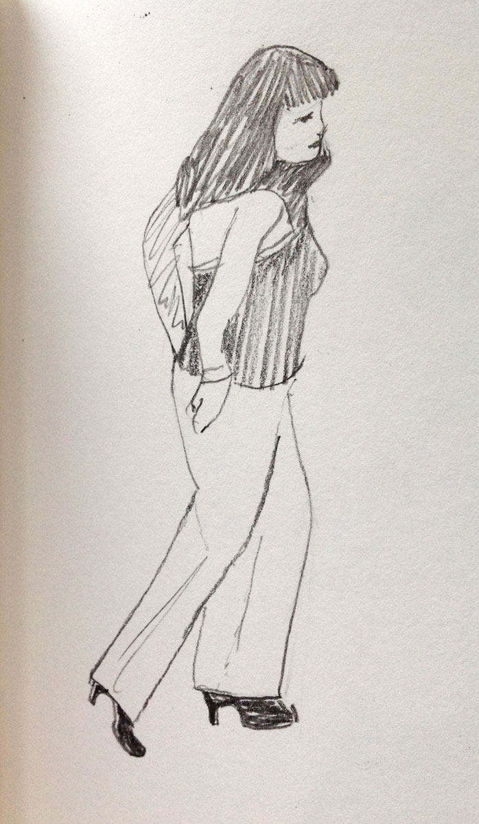 sketch of a woman in heels
